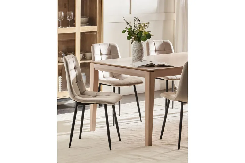 Matsalsstol Beliani Powell set om 4 Taupe - Huonekalut - Tuoli & nojatuoli - Ruokapöydän tuolit