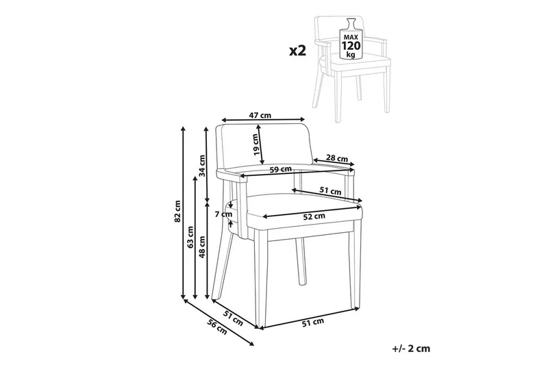 Matsalsstol Dalbo set om 2 Beige-Mörkt Trä Ljusbeige - Huonekalut - Tuoli & nojatuoli - Ruokapöydän tuolit