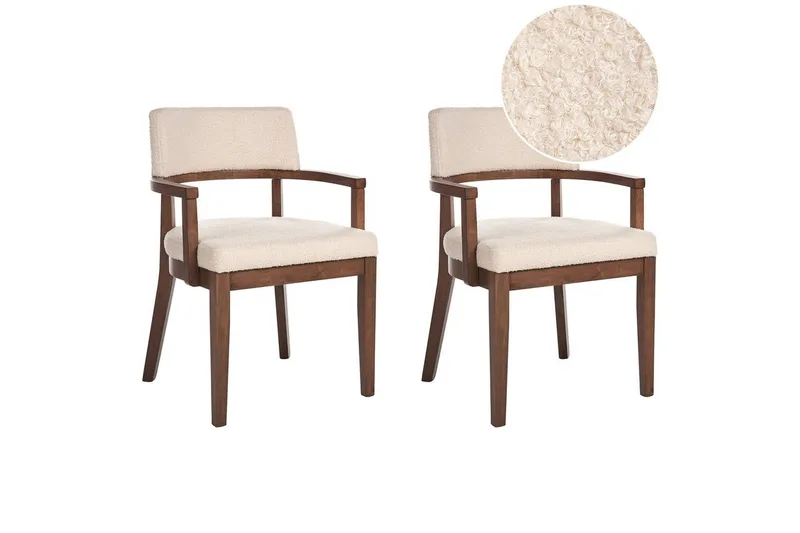 Matsalsstol Dalbo set om 2 Beige-Mörkt Trä Ljusbeige, undefined