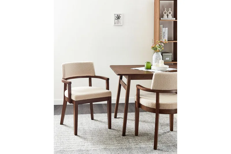 Matsalsstol Dalbo set om 2 Beige-Mörkt Trä Ljusbeige - Huonekalut - Tuoli & nojatuoli - Ruokapöydän tuolit