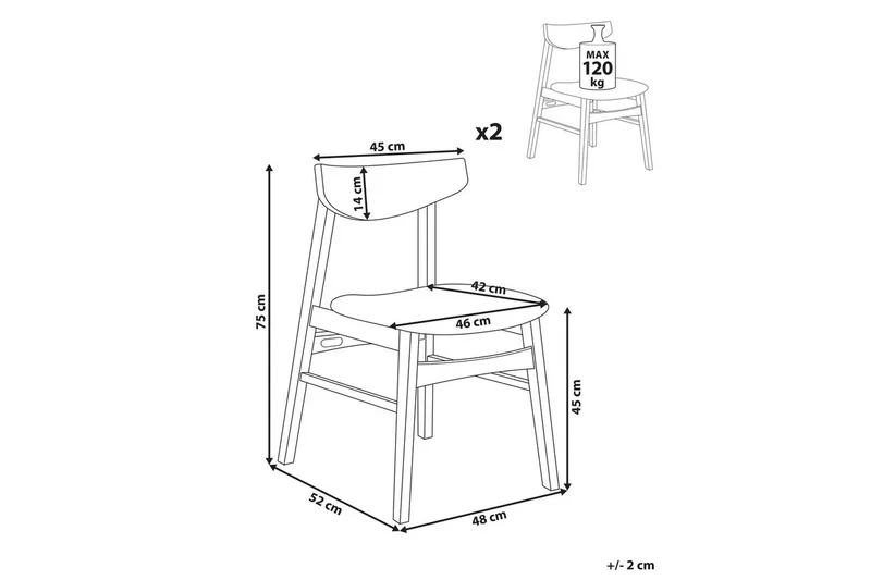 Matsalsstol Smiley set om 2 Mörkt Trä-Grått Light grey - Huonekalut - Tuoli & nojatuoli - Ruokapöydän tuolit
