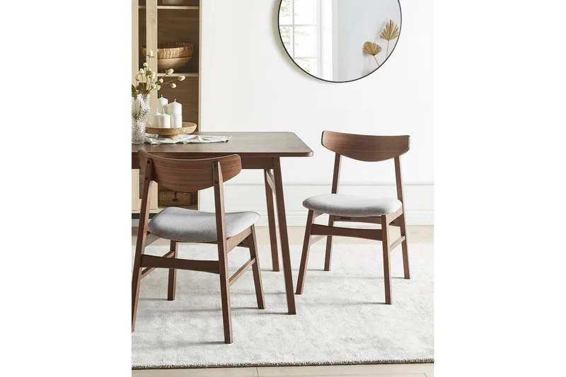 Matsalsstol Smiley set om 2 Mörkt Trä-Grått Light grey - Huonekalut - Tuoli & nojatuoli - Ruokapöydän tuolit