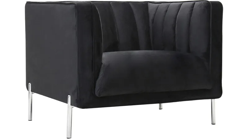 Mehara nojatuoli sametista, Musta