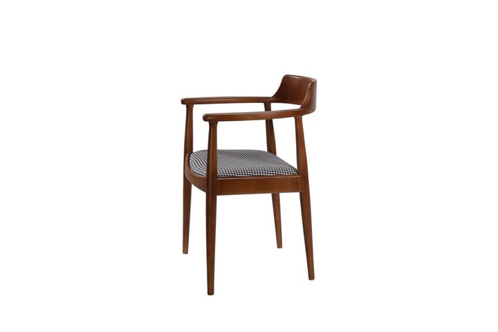 Käsinojatuoli Albero - Pähkinä/Musta/Valkoinen - Ruokapöydän tuolit - Meikkituoli - Käsinojallinen tuoli