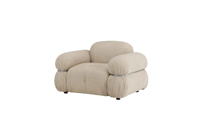 Mika Retro nojatuoli kankaasta - Beige - Huonekalut - Tuoli & nojatuoli - Nojatuoli & lepotuoli