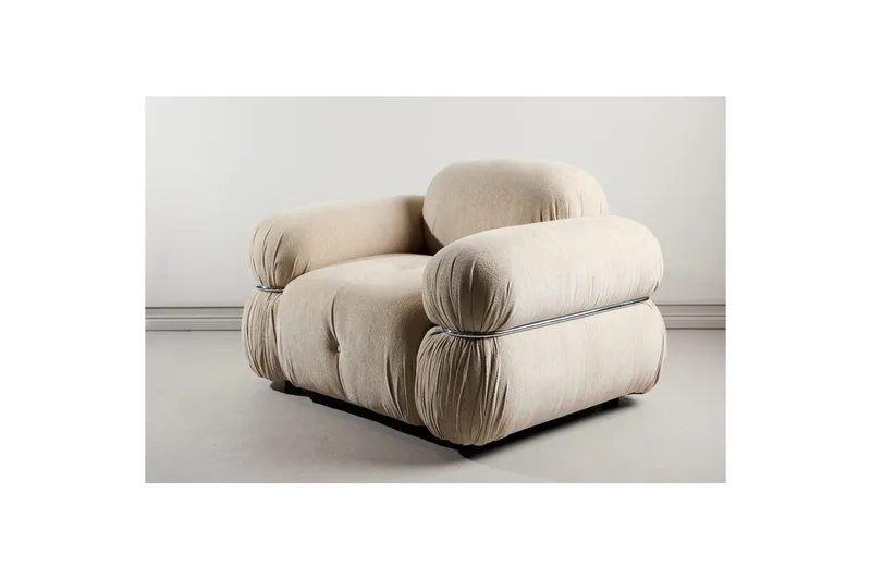 Mika Retro nojatuoli kankaasta - Beige - Huonekalut - Tuoli & nojatuoli - Nojatuoli & lepotuoli