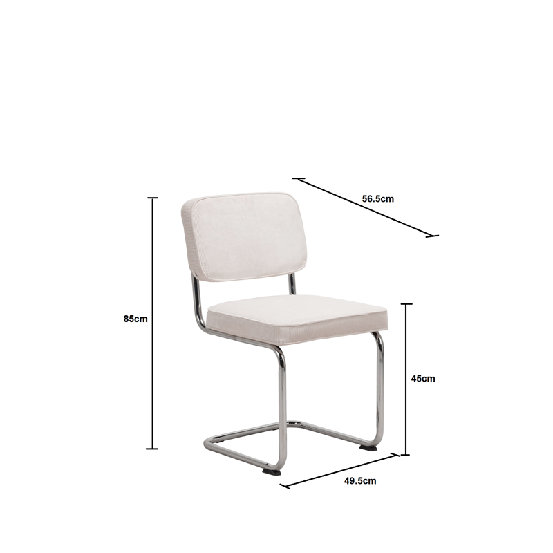 Milva ruokatuoli Manchester-retro kankaalla - Beige/Kromi - Huonekalut - Tuoli & nojatuoli - Ruokapöydän tuolit