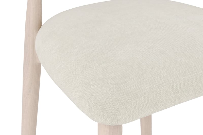 Molly-ruokapöydän tuoli puusta ja kangasistuimella - Whitewash/Beige - Huonekalut - Tuoli & nojatuoli - Ruokapöydän tuolit