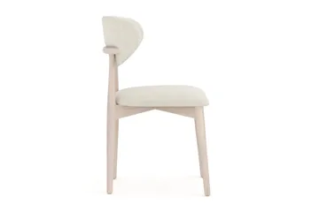 Molly-ruokapöydän tuoli puusta ja kangasistuimella - Whitewash/Beige - Huonekalut - Tuoli & nojatuoli - Ruokapöydän tuolit