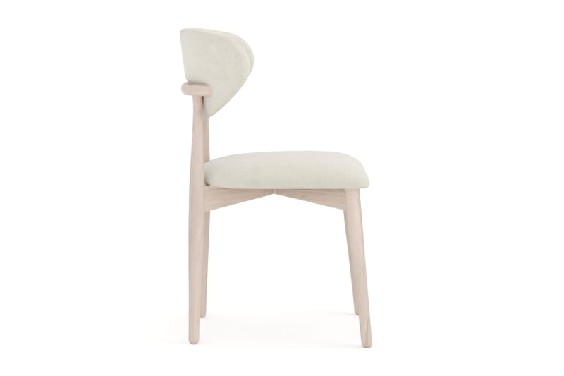 Molly-ruokapöydän tuoli puusta ja kangasistuimella - Whitewash/Beige - Huonekalut - Tuoli & nojatuoli - Ruokapöydän tuolit