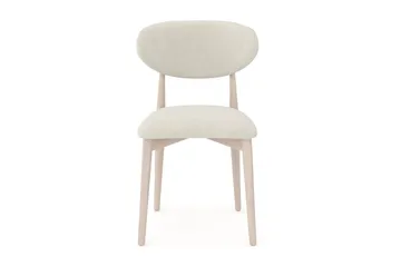 Molly-ruokapöydän tuoli puusta ja kangasistuimella - Whitewash/Beige - Huonekalut - Tuoli & nojatuoli - Ruokapöydän tuolit
