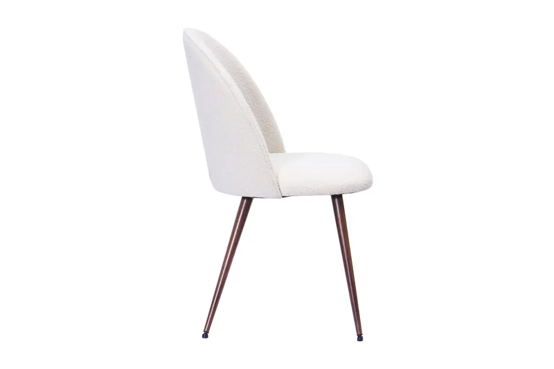 Naira Plus Ruokatuoli - Valkoinen buklee / Metallijalat pähkinä - Huonekalut - Tuoli & nojatuoli - Ruokapöydän tuolit