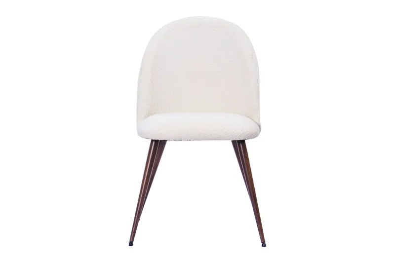 Naira Plus Ruokatuoli - Valkoinen buklee / Metallijalat pähkinä - Huonekalut - Tuoli & nojatuoli - Ruokapöydän tuolit