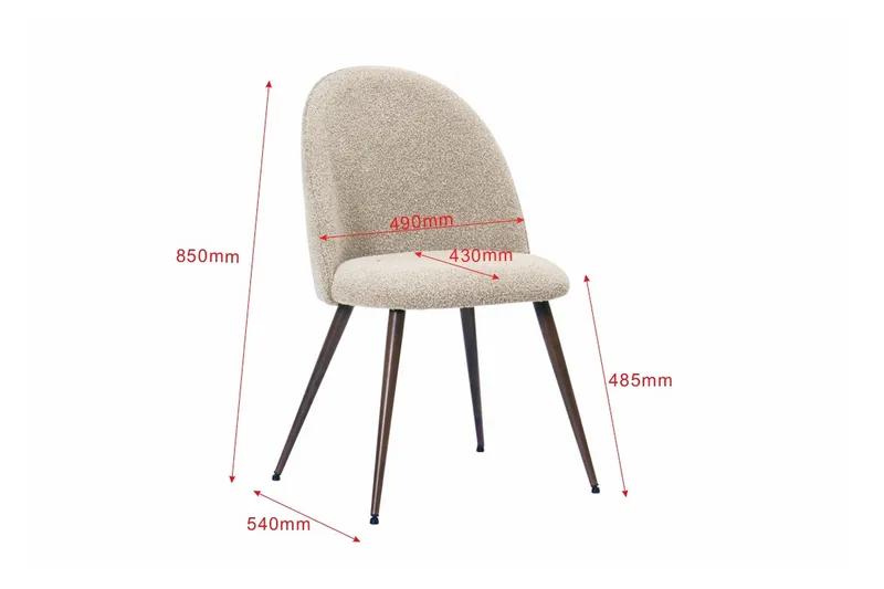 Naira Plus Ruokatuoli - Greige buklee / Metallijalat pähkinä - Huonekalut - Tuoli & nojatuoli - Ruokapöydän tuolit