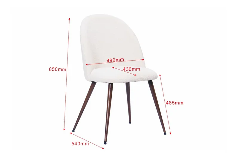 Naira Plus Ruokatuoli - Valkoinen buklee / Metallijalat pähkinä - Huonekalut - Tuoli & nojatuoli - Ruokapöydän tuolit