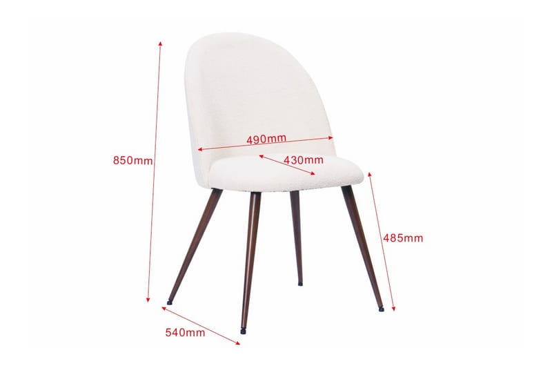 Naira Plus Ruokatuoli - Valkoinen buklee / Metallijalat pähkinä - Huonekalut - Tuoli & nojatuoli - Ruokapöydän tuolit