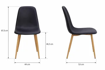 Nibe-ruokailu- ja keittiötuoli, keinonahkaverhoilu ja tammen näköiset metallijalat - Musta - Huonekalut - Tuoli & nojatuoli - Ruokapöydän tuolit