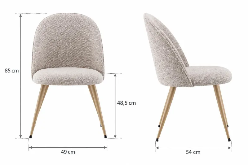 Nibe Plus -ruokailu- ja keittiötuoli, bukleeverhoilu ja tammen näköiset metallijalat - Beige buklee|Tammi - Huonekalut - Tuoli & nojatuoli - Ruokapöydän tuolit