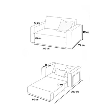 1-istuttava vuodesohva Atelier Del Sofa Wello Single (80 x 70 cm) Antrasiitti - Antrasiitti - Huonekalut - Tuoli & nojatuoli - Nojatuoli & lepotuoli - Vuodetuoli