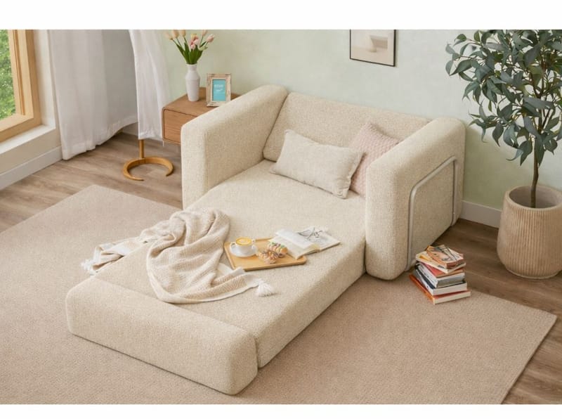1-istuttava vuodesohva Atelier Del Sofa Wello Single (80 x 70 cm) Kermanvärinen - Huonekalut - Tuoli & nojatuoli - Nojatuoli & lepotuoli - Vuodetuoli