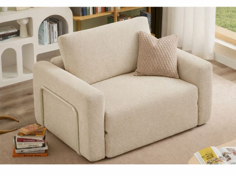 1-istuttava vuodesohva Atelier Del Sofa Wello Single (80 x 70 cm) Kermanvärinen - Huonekalut - Tuoli & nojatuoli - Nojatuoli & lepotuoli - Vuodetuoli