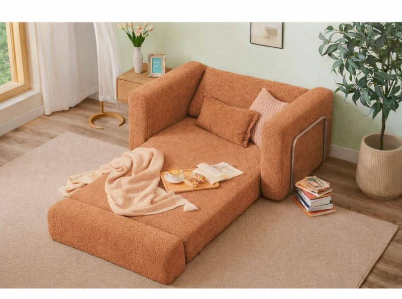 1-istuttava vuodesohva Atelier Del Sofa Wello Single (80 x 70 cm) Oranssi - Huonekalut - Tuoli & nojatuoli - Nojatuoli & lepotuoli - Vuodetuoli