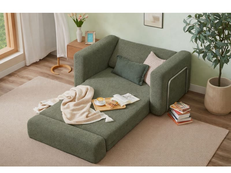 1-istuttava vuodesohva Atelier Del Sofa Wello Single (80 x 70 cm) Vihreä - Huonekalut - Tuoli & nojatuoli - Nojatuoli & lepotuoli - Vuodetuoli
