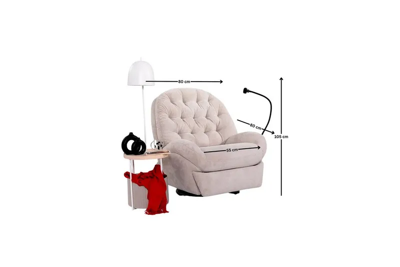 Adesis Sähköinen recliner-nojatuoli - Kermanvalkoinen - Huonekalut - Tuoli & nojatuoli - Nojatuoli & lepotuoli - Mekanismituoli