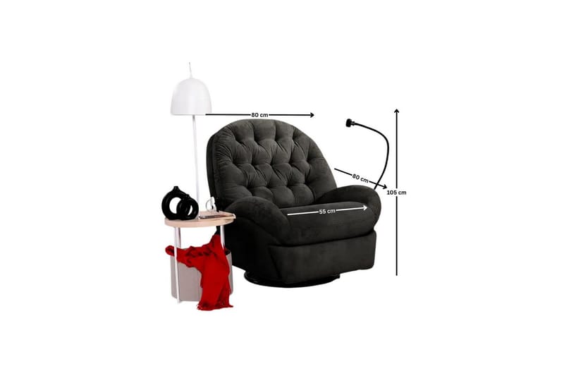 Adesis Sähköinen recliner-nojatuoli - Musta - Huonekalut - Tuoli & nojatuoli - Nojatuoli & lepotuoli - Makuutuoli & divaanituoli