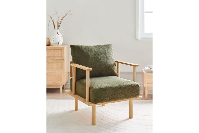 Nojatuoli Asker - Vihreä, vaalea puu - Huonekalut - Tuoli & nojatuoli - Nojatuoli & lepotuoli