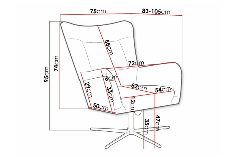 Carney Fåtölj Red - Huonekalut - Tuoli & nojatuoli - Nojatuoli & lepotuoli