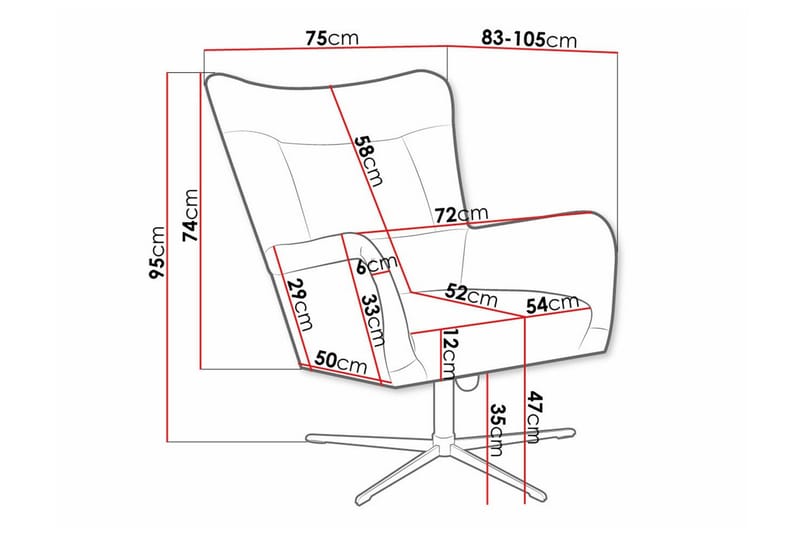Carney Fåtölj Red - Huonekalut - Tuoli & nojatuoli - Nojatuoli & lepotuoli