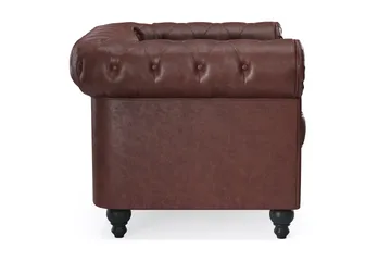 Chesterfield Lyx suuri mukava syvä keinonahkanojatuoli olohuoneeseen - Tummanruskea - Huonekalut - Tuoli & nojatuoli - Nojatuoli & lepotuoli - Chesterfield-nojatuolit