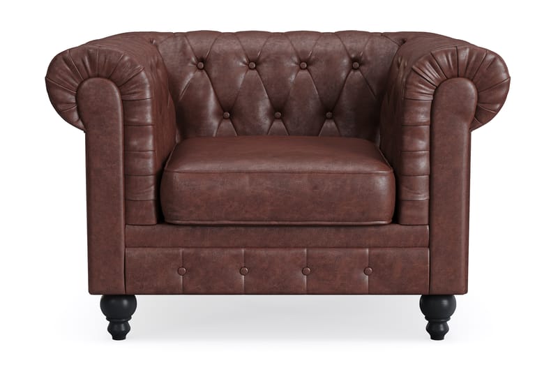 Chesterfield Lyx suuri mukava syvä keinonahkanojatuoli olohuoneeseen - Tummanruskea PU - Huonekalut - Tuoli & nojatuoli - Nojatuoli & lepotuoli - Chesterfield-nojatuolit