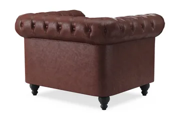 Chesterfield Lyx suuri mukava syvä keinonahkanojatuoli olohuoneeseen - Tummanruskea - Huonekalut - Tuoli & nojatuoli - Nojatuoli & lepotuoli - Chesterfield-nojatuolit