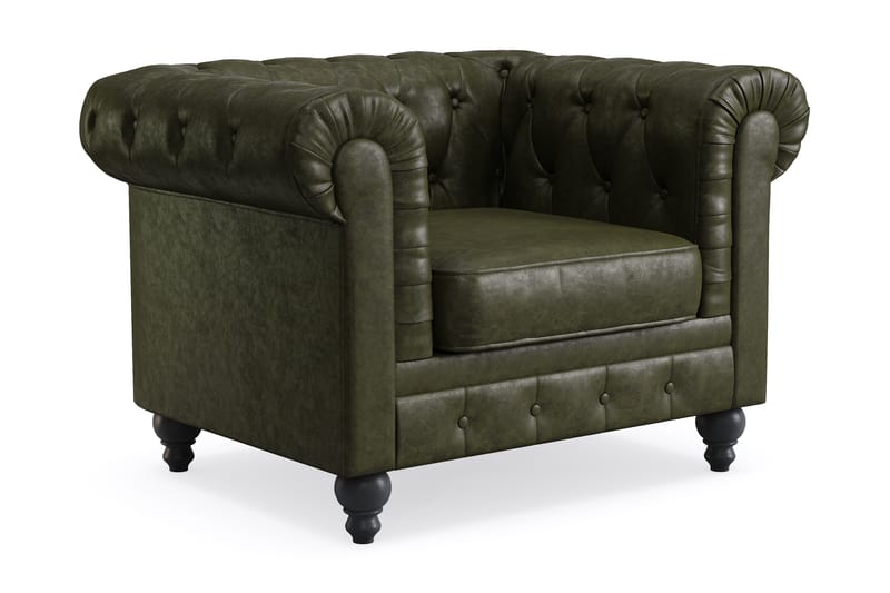 Chesterfield Lyx Suuri mukava syvä nojatuoli olohuoneeseen - Tumman Vihreä PU - Huonekalut - Tuoli & nojatuoli - Nojatuoli & lepotuoli - Chesterfield-nojatuolit