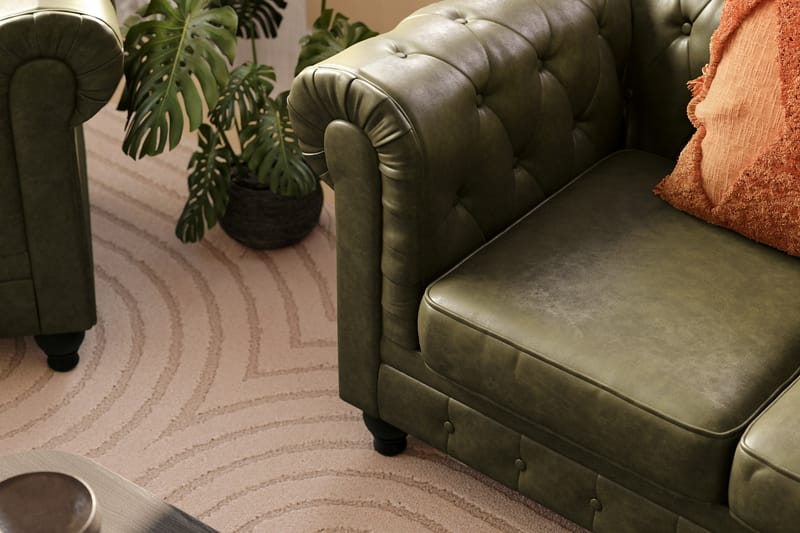 Chesterfield Lyx Suuri mukava syvä nojatuoli olohuoneeseen - Tumman Vihreä PU - Huonekalut - Tuoli & nojatuoli - Nojatuoli & lepotuoli - Chesterfield-nojatuolit