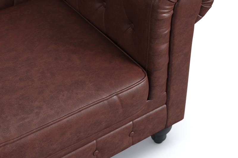 Chesterfield Lyx Suuri mukava syvä nojatuoli tekonahkalla olohuoneeseen - Tummanruskea PU - Huonekalut - Tuoli & nojatuoli - Nojatuoli & lepotuoli - Chesterfield-nojatuolit
