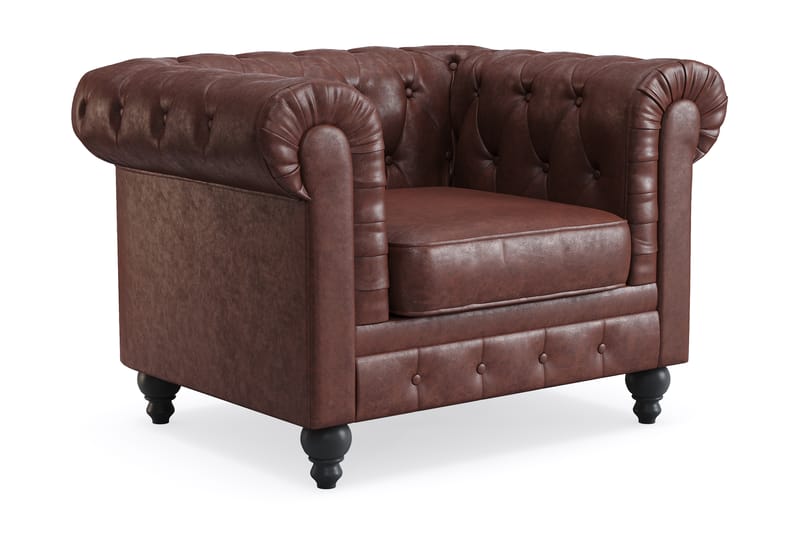 Chesterfield Lyx Suuri mukava syvä nojatuoli tekonahkalla olohuoneeseen - Tummanruskea PU - Huonekalut - Tuoli & nojatuoli - Nojatuoli & lepotuoli - Chesterfield-nojatuolit