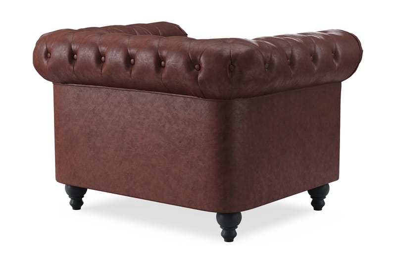 Chesterfield Lyx Suuri mukava syvä nojatuoli tekonahkalla olohuoneeseen - Tummanruskea PU - Huonekalut - Tuoli & nojatuoli - Nojatuoli & lepotuoli - Chesterfield-nojatuolit