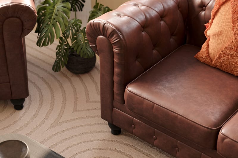 Chesterfield Lyx Suuri mukava syvä nojatuoli tekonahkalla olohuoneeseen - Tummanruskea PU - Huonekalut - Tuoli & nojatuoli - Nojatuoli & lepotuoli - Chesterfield-nojatuolit