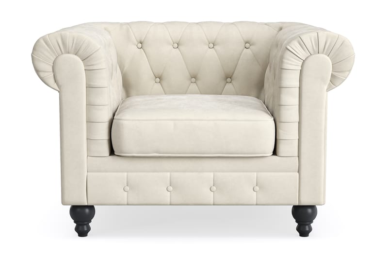 Chesterfield Lyx suuri mukava syvä samettinojatuoli – Nojatuoli olohuoneeseen - Beige Sametti - Huonekalut - Tuoli & nojatuoli - Nojatuoli & lepotuoli - Chesterfield-nojatuolit