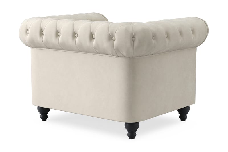 Chesterfield Lyx suuri mukava syvä samettinojatuoli – Nojatuoli olohuoneeseen - Beige Sametti - Huonekalut - Tuoli & nojatuoli - Nojatuoli & lepotuoli - Chesterfield-nojatuolit