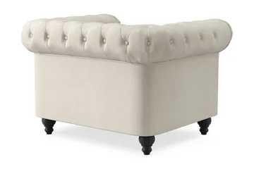Chesterfield Lyx suuri mukava syvä samettinojatuoli – Nojatuoli olohuoneeseen - Beige - Huonekalut - Tuoli & nojatuoli - Nojatuoli & lepotuoli - Chesterfield-nojatuolit