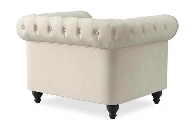 Chesterfield Lyx suuri mukava syvä samettinojatuoli – Nojatuoli olohuoneeseen - Beige - Huonekalut - Tuoli & nojatuoli - Nojatuoli & lepotuoli - Chesterfield-nojatuolit