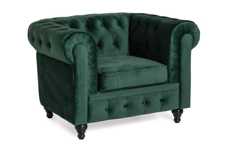Chesterfield Lyx Suuri mukava syvä sametilla verhoiltu nojatuoli – Nojatuoli olohuoneeseen - Huonekalut - Tuoli & nojatuoli - Nojatuoli & lepotuoli - Chesterfield-nojatuolit
