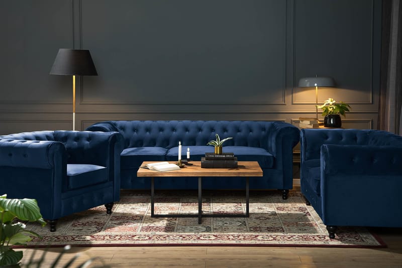 Chesterfield Lyx Suuri mukava syvä sametilla verhoiltu nojatuoli – Nojatuoli olohuoneeseen - Huonekalut - Tuoli & nojatuoli - Nojatuoli & lepotuoli - Chesterfield-nojatuolit