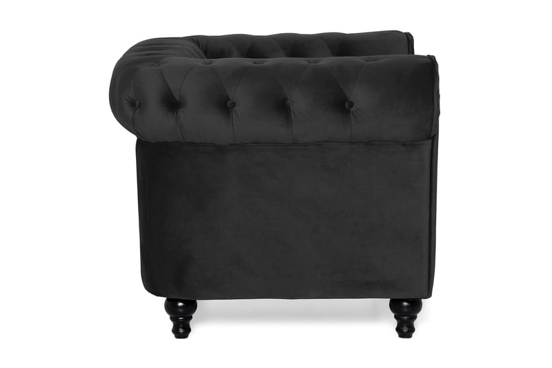 Chesterfield Lyx suuri mukava syvä samettinojatuoli – Nojatuoli olohuoneeseen - Musta - Huonekalut - Tuoli & nojatuoli - Nojatuoli & lepotuoli - Chesterfield-nojatuolit
