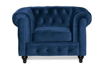 Chesterfield Lyx suuri mukava syvä samettinojatuoli – Nojatuoli olohuoneeseen - Sininen - Huonekalut - Tuoli & nojatuoli - Nojatuoli & lepotuoli - Chesterfield-nojatuolit