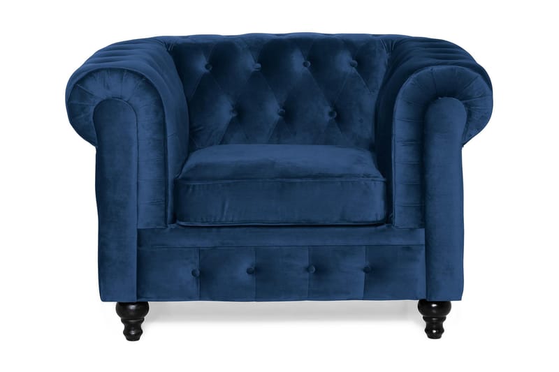 Chesterfield Lyx suuri mukava syvä samettinojatuoli – Nojatuoli olohuoneeseen - Sininen - Huonekalut - Tuoli & nojatuoli - Nojatuoli & lepotuoli - Chesterfield-nojatuolit